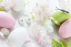 Cherry Blossom Time Prints: Beautiful delicate Easter composition with pink cherry flowers