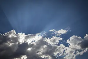 Cloudy Atmosphere Images Prints: Beautiful dramatic storm clouds with silver lining and light rays with room for your own text or graphics
