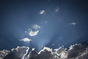 Dramatic Storm Clouds Prints: Beautiful dramatic storm clouds with silver lining and light rays with room for your own text or graphics