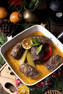 German Meat Dishes Prints: Beef rolls from the oven
