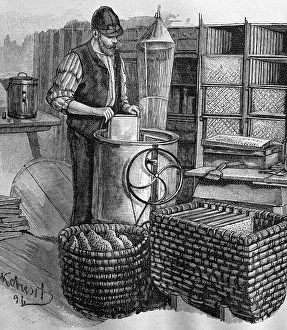 Historic Print of Beekeepers Using a Honey Extractor, circa 1897