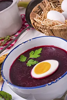 Lithuanian Food Photography Prints: Beet green soup with egg