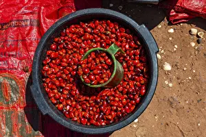 West African Archipelago Prints: Beetlenuts in bin, Bubaque island