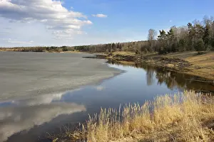Frozen Lake Prints: The beginning of spring, the last ice on the lake