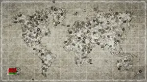 Prints of Belarus Hrodna Vintage Stamp World Map Map Prints: Belarus Hrodna Vintage World Map Print