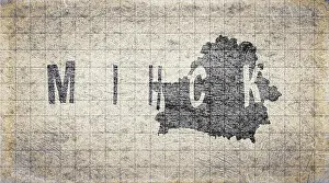 Prints of Belarus Minsk Retro Typography Map Belarus Prints: Belarus Minsk Retro Typography Print Map