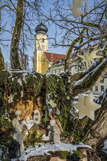 Deserted Abbey In Europe Prints: Bernried Monastery with cot in winter
