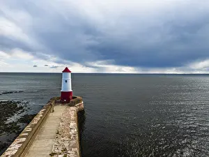 European Aerial Photography Prints: Berwick Pier and Lighthouse from a drone