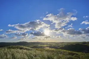 Cloudy Morning Landscape Prints: Bicycle path, sand dune, clouds