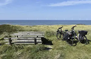Danish Coast Prints: Bicycles on the beach in Denmark