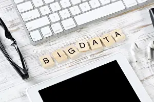 Concept Image Prints: Big data analytics concept with letters on cubes
