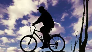No People Evening Sky Prints: Biker at Sunset