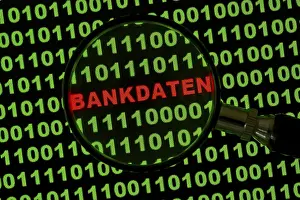 Data Security Risks Prints: Binary code with the word 'Bankdaten'