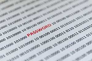 Data Protection Austria Prints: Binary code with the word Password