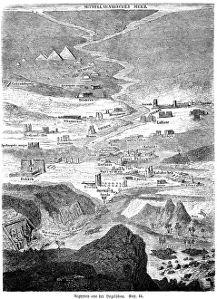 Unesco World Heritage Site In Egypt Prints: Bird's eye view of Egypt, map