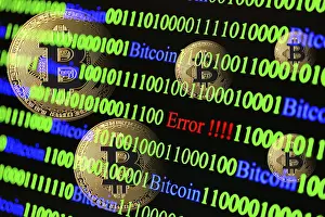 Binary Code Concept Prints: Bitcoin, binary code with lettering Error