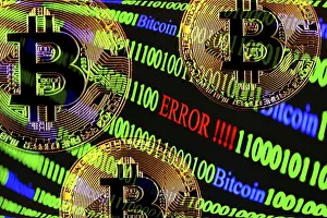Cryptocurrency Symbol Prints: Bitcoin, binary code with lettering Error
