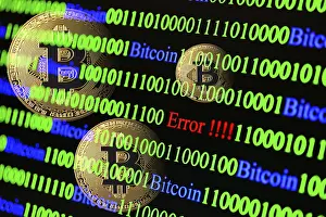 Cryptocurrency Symbol Prints: Bitcoin, binary code with lettering Error