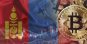 Prints of Bitcoin cryptocurrency with Mongolia flag, Investors in Blockchain Technology. Mongolian flag with Bitcoins in the background Mongolia Prints: Mongolia Flag Bitcoin Print with Blockchain Technology