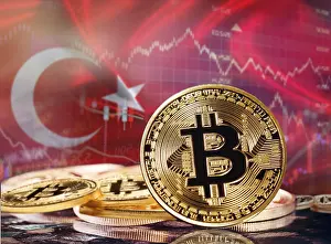 Bitcoin Trading Platform Prints: Bitcoin with Turkish flag in the background