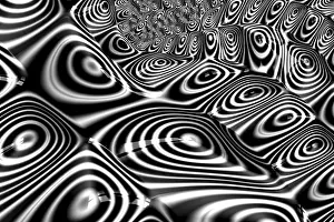 Black And White Art Prints: Bizarre fractal background - abstract computer-generated image