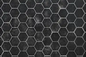 Modern Architecture Details Prints: A black surface featuring a hexagonal pattern