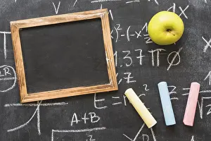 Deserted Classroom Prints: Blackboard with calculations frame