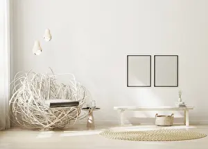 Modern Interior Background Prints: Blank frame mock up in modern interior background