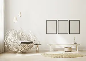 Blank Frame Mockup Prints: Blank frame mock up in modern interior background