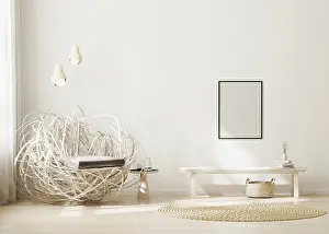 Blank Frame Mockup Prints: Blank frame mock up in modern interior background
