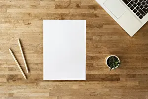 No People In The Room Prints: Blank paper on the table with nobody