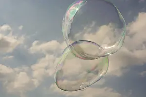 Soap Bubble Prints: Blown soap bubbles float in air in view