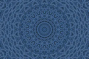 Concentric Circle Design Prints: Blue background with abstract radial pattern