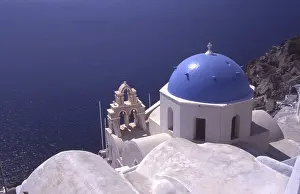 Greek Island Landmarks Prints: Blue dome
