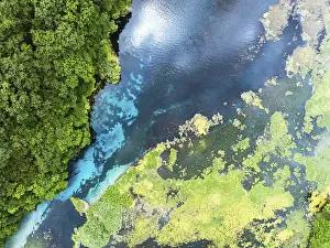 Southeast Europe Aerials Prints: Top Down over The Blue Eye from a drone