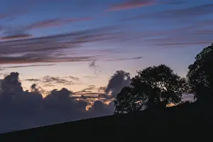 England Rural Scenes Prints: BLUE HOUR over fields, Devon, England