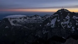 Evening Atmosphere In Central Europe Prints: Blue hour over Santis summit