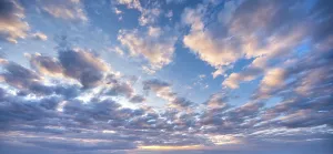 Panorama Evening Sky Prints: Blue sky with clouds in the evening light