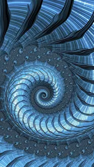 Abstract Computer Wallpaper Prints: Blue spiral background - abstract computer-generated image