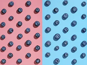 Flat Lay Concept Image Prints: Blueberry pattern. Minimalistic concept