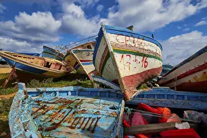 Cimitero Delle Barche Italy Prints: Boats above and beside each other