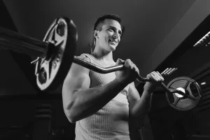 Weight Training Exercise Routine Prints: Bodybuilder Working Out Biceps - Dumbbell Concentration Curls
