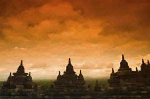 Southeast Asia Religious Site Prints: Borobudur Ruins at Yogyakarta, Central Java