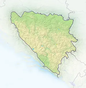 Prints of Bosnia and Herzegovina, shaded relief map Bosnia And Herzegovina Prints: Bosnia and Herzegovina Shaded Relief Map Print