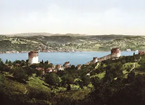 Bosphorus View from Rumeli and Anadale, Istanbul Print 1885