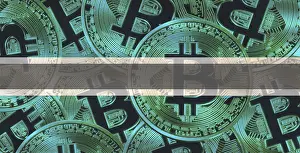 Bitcoin Market Capitalization Prints: Botswanan flag with Bitcoin in the background