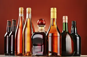 Deserted Liquor Store Prints: Bottles of assorted alcoholic beverages