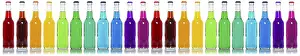 Coca Cola Bottles Prints: Bottles with colourful drinks, in a row