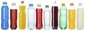 Diverse Drink Collection Prints: Bottles with colourful drinks, in a row