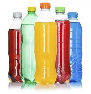 Coca Cola Bottles Prints: Bottles with colourful drinks, in a row